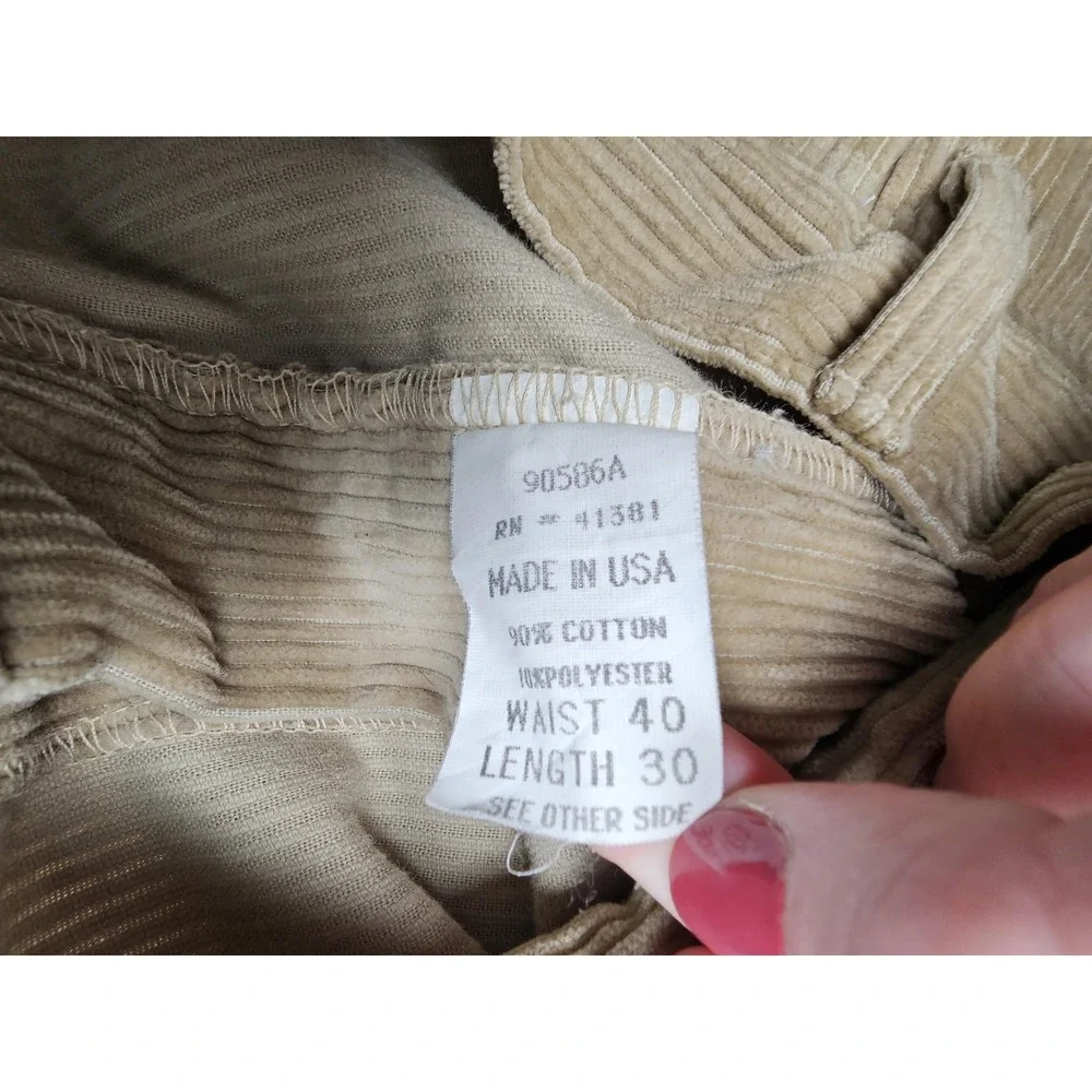 Vintage Polo Ralph Lauren Pants Mens 36x30 Beige Corduroy Pleated Made USA 90s